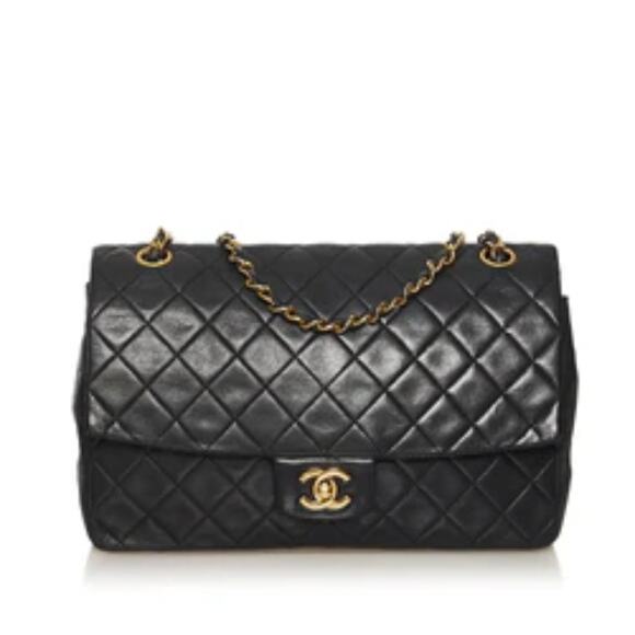 CHANEL CC Timless MATELASSE 34 Single Flap Double Chain Shoulder Bag Lambskin - Picture 1 of 16